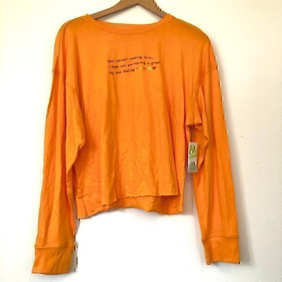 NEW NWT BP Great Day Graphic Tee Orange Long Sleeve Gay Queer LGBT JUNIORS Small - Picture 2 of 8